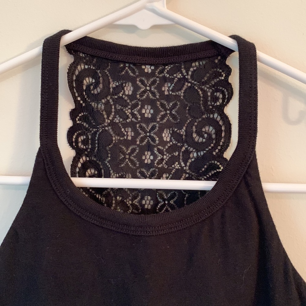 Black Tank with Lace Back Detail